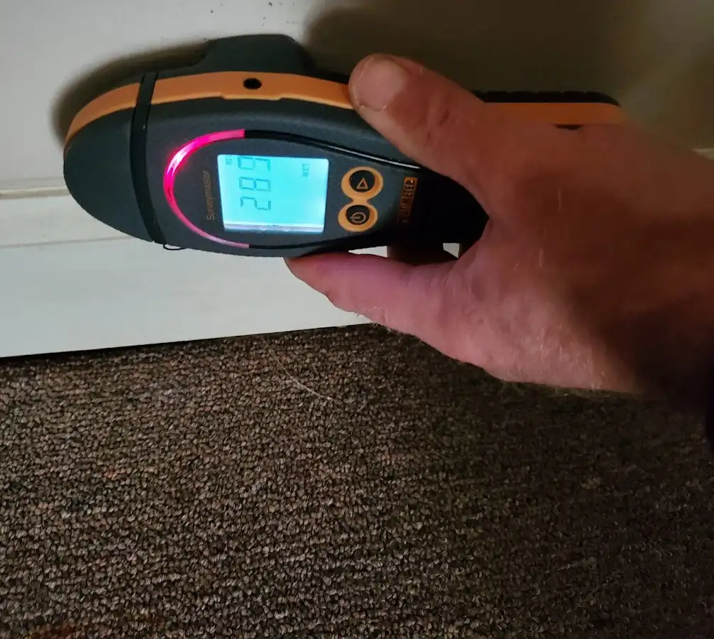 Moisture detection at baseboard during Mold Inspection & Testing in Brookhaven